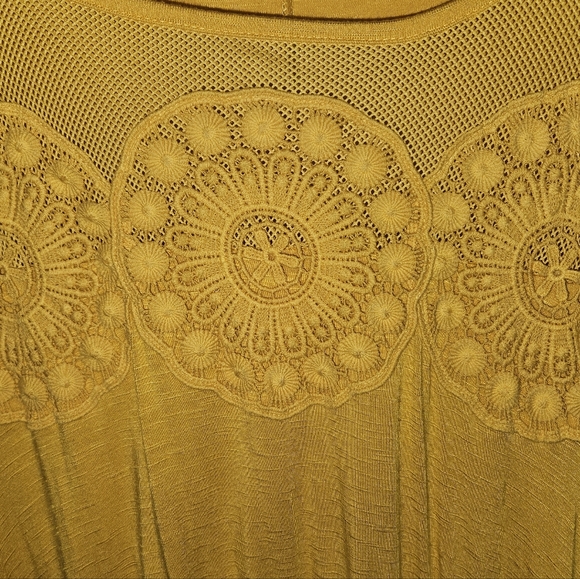 Lane Bryant Maxi High-Low Dress Hippie Boho Mustard Yellow Y2K Retro 80's XL - Picture 3 of 9